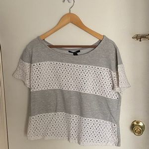Grey and white t shirt